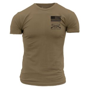 BASIC STACKED LOGO T-SHIRT – TAN