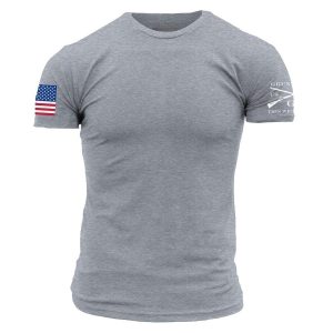 USA FLAG BASIC T-SHIRT – DARK HEATHER GRAY