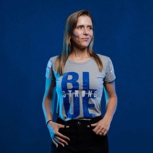 WOMEN’S BLUE STRONG SLIM FIT T-SHIRT – DARK HEATHER GRAY