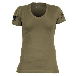 BASIC T-SHIRT WOMEN’S V-NECK – MILITARY GREEN