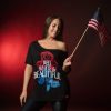 WOMEN’S RED, WHITE & BEAUTIFUL SLOUCHY T-SHIRT – BLACK