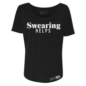 WOMEN’S SWEARING HELPS SLOUCHY T-SHIRT – BLACK