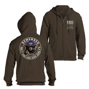 GIVE ZERO F FULL-ZIP HOODIE – DARK CHOCOLATE