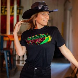 WOMEN’S JALAPENO QUEEN BOYFRIEND FIT T-SHIRT – BLACK