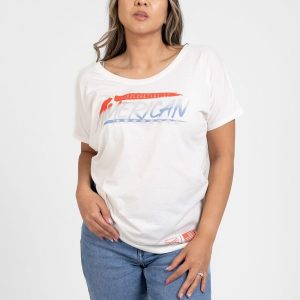 WOMEN’S UNAPOLOGETICALLY AMERICAN SLOUCHY T-SHIRT – WHITE