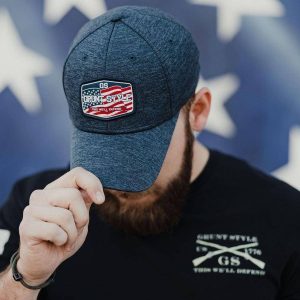 OLD GLORY PATCH STRETCH FIT HAT – NAVY HEATHER