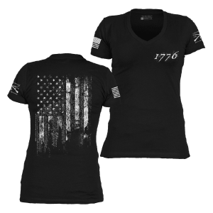 WOMEN’S 1776 FLAG V-NECK – BLACK