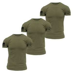BASIC T-SHIRTS – MILITARY GREEN – 3 PACK