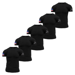 USA FLAG BASIC T-SHIRTS – BLACK – 5 PACK