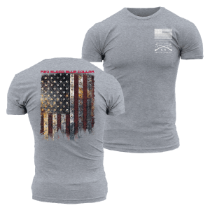 RED BLOOD BLUE COLLAR? T-SHIRT – DARK HEATHER GRAY