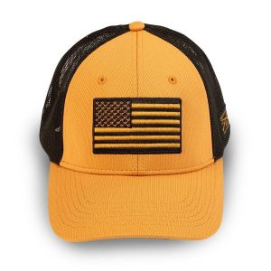 EMBROIDERED AMERICAN FLAG STRETCH FIT HAT – COYOTE