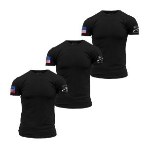 USA FLAG BASIC T-SHIRTS – BLACK – 3 PACK