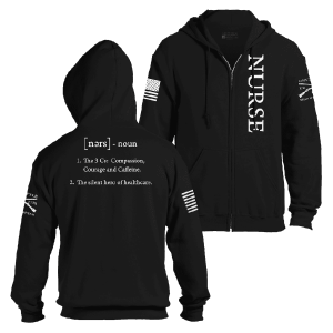 NURSE DEFINED FULL-ZIP HOODIE – BLACK
