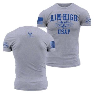 USAF – AIM HIGH U.S.A.F. T-SHIRT – ATHLETIC HEATHER