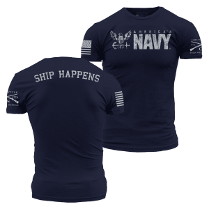 USN – SHIP HAPPENS 2.0 T-SHIRT – NAVY