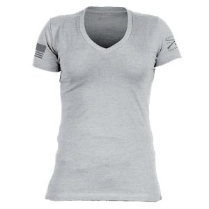 BASIC T-SHIRT WOMEN’S V-NECK – DARK HEATHER GRAY