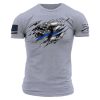 STILL STANDING BLUE LINE T-SHIRT – DARK HEATHER GRAY