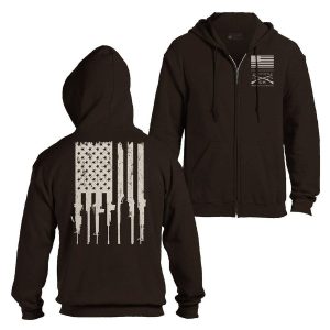 RIFLE FLAG FULL-ZIP HOODIE – DARK CHOCOLATE