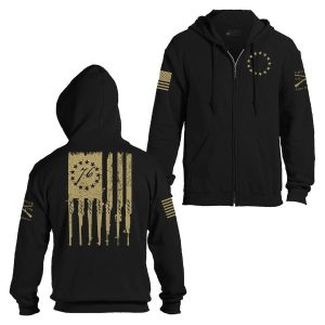 BETSY RIFLE FLAG FULL-ZIP HOODIE – BLACK