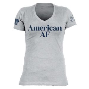 WOMEN’S AMERICAN AF V-NECK T-SHIRT – HEATHER GRAY