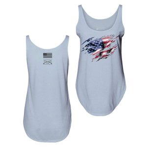 WOMEN’S STILL STANDING FLOWY TANK – STONEWASH DENIM