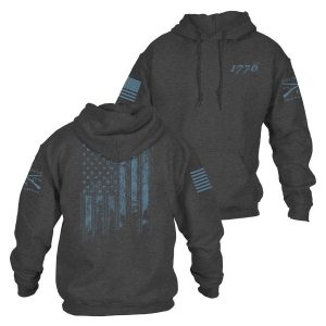 1776 FLAG HOODIE – DARK HEATHER GRAY